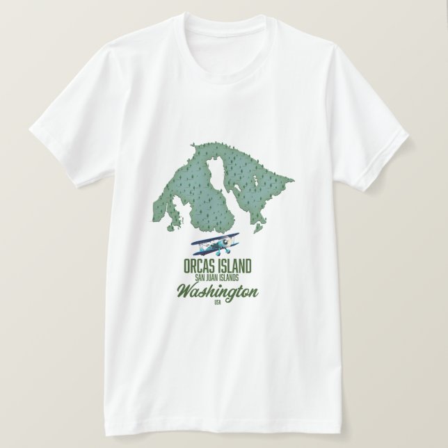 T-shirt Carte de l'île des Orques, Washington, États-Unis (Design devant)