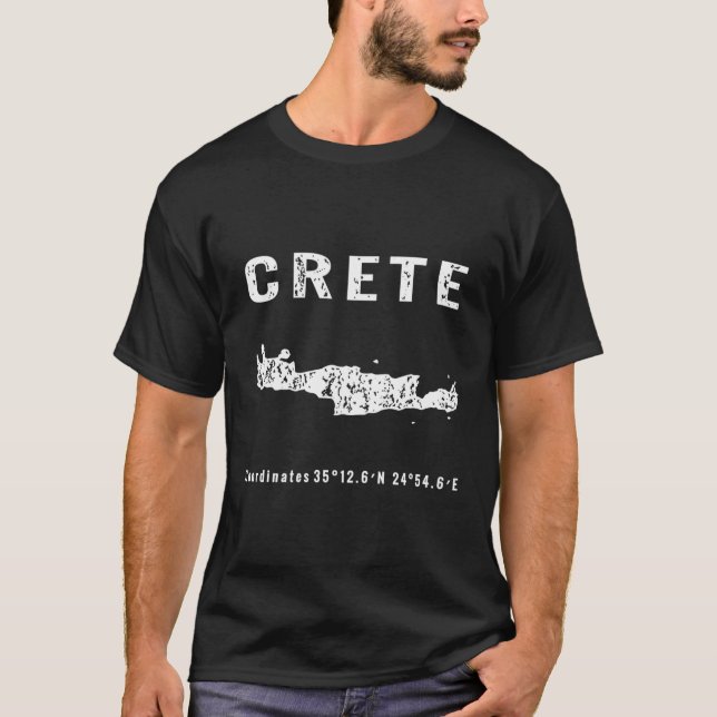 T-shirt Carte de l'île grecque Crète Méditerranée Grèce (Devant)