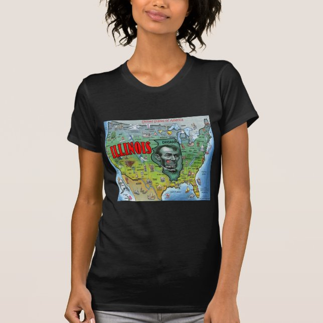 T-shirt Carte de l'Illinois USA (Devant)