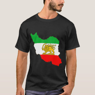 T-shirt Carte de l'Iran avec emblème de lion et de soleil,