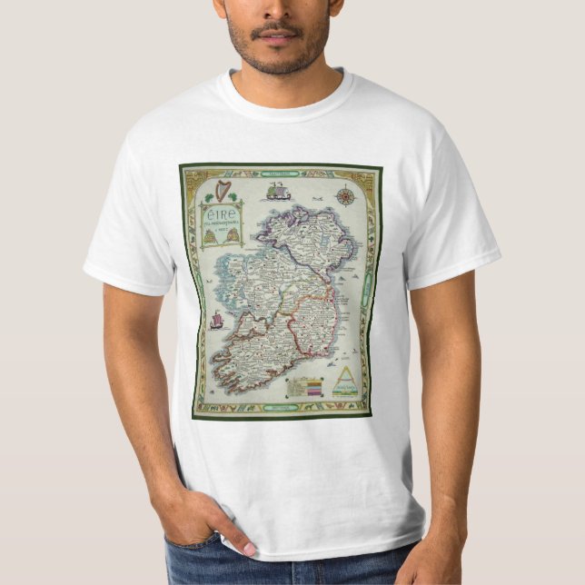 T-shirt Carte de l'Irlande - carte historique d'Eire Erin (Devant)