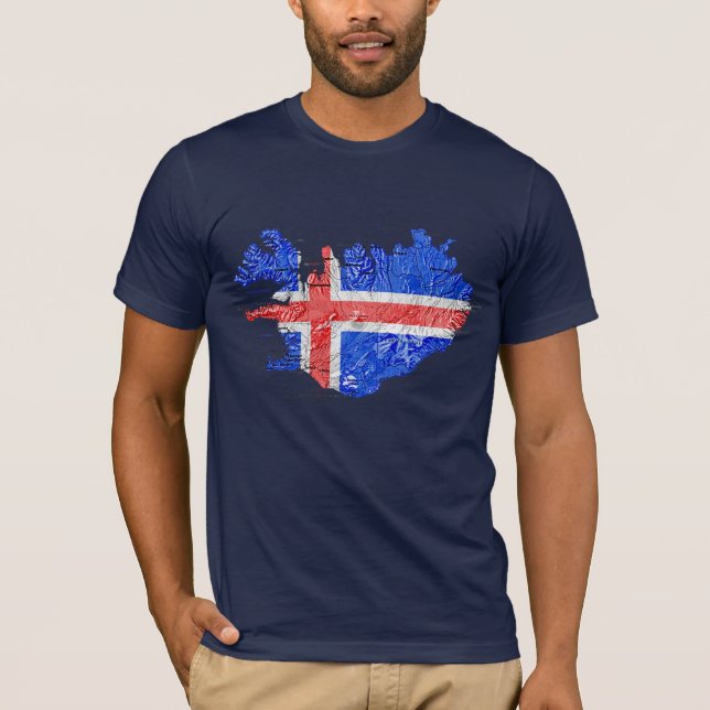 T-Shirt carte de l'Islande couleur du drapeau (Devant)