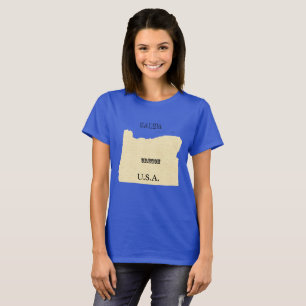 T-shirt - Carte de l'Oregon avec la ville