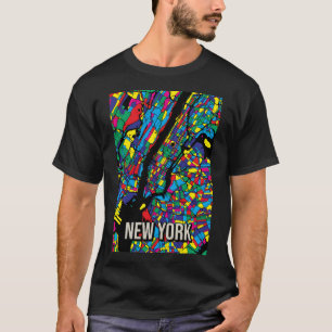 T-shirt Carte de New York - Art Abstrait coloré Imprimer