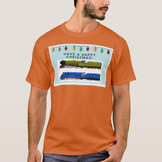 T-shirt carte de noël de locomotive à vapeur