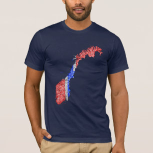 T-Shirt Carte de Norvège aux couleurs du drapeau