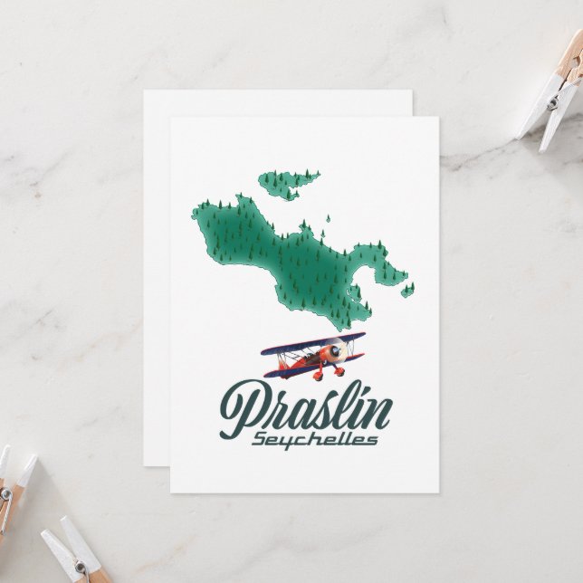 T-Shirt carte de Praslin Seychelles (Devant/Arrière en situation)