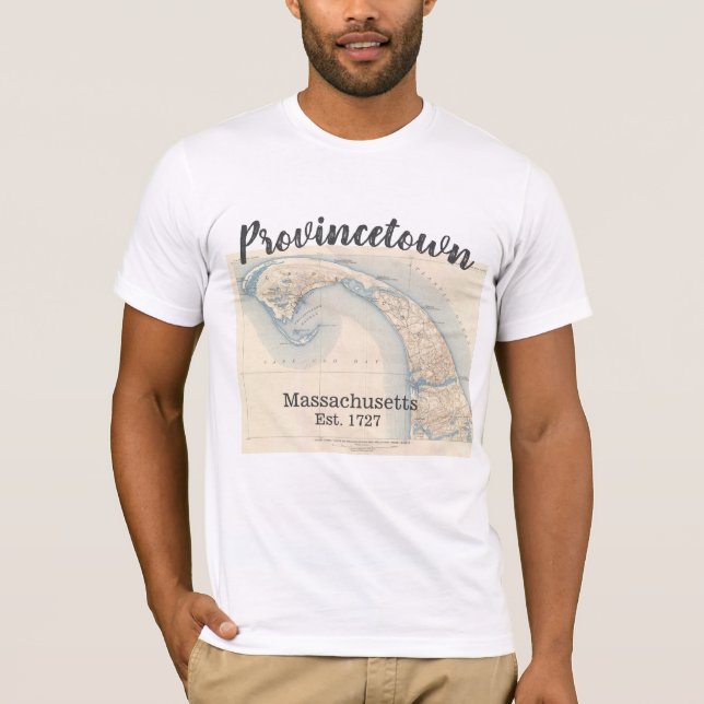 T-shirt Carte de Provincetown le Massachusetts, hommes (Devant)