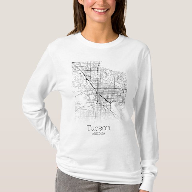 T-shirt Carte de rue Tucson Arizona (Devant)