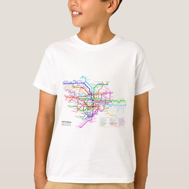 T-shirt Carte de souterrain de Tokyo Japon (Devant)