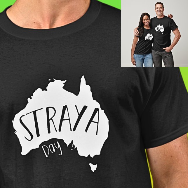 T-shirt Carte de STRAYA blanc pour la fête nationale austr (Créateur téléchargé)
