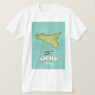 T-shirt Carte de style vintage Sicile Italie