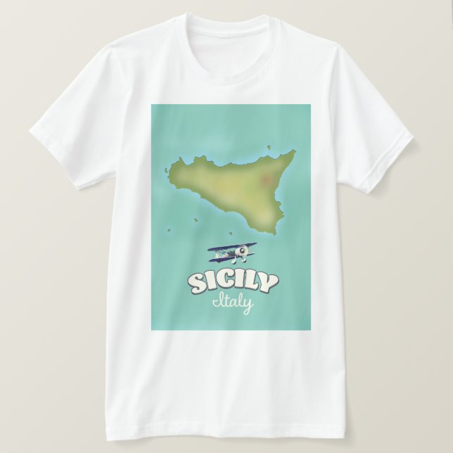 T-shirt Carte de style vintage Sicile Italie (Design devant)