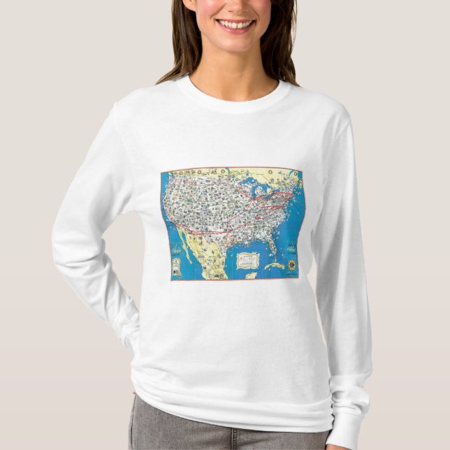 T-shirt Carte de système d'American Airlines (Devant)