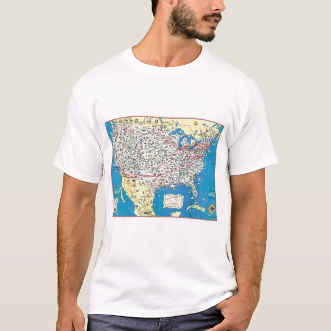 T-shirt Carte de système d'American Airlines (Devant)