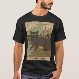 T-shirt Carte de Tarot Chat Capricorne Horoscope Décembre