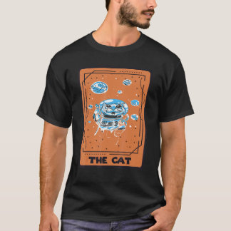T-shirt Carte de Tarot d'Astronaute Félin Cartes Mystiques