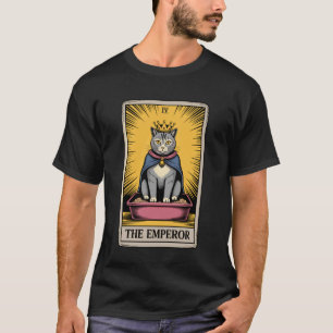 T-shirt Carte de tarot de chat L'Empereur Boîte à litière 