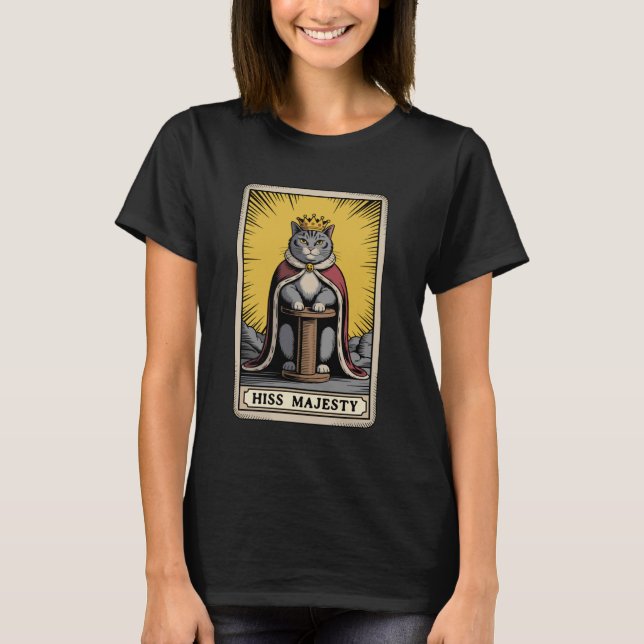 T-shirt Carte de Tarot de Chat Sifflement Sa Majesté Gratt (Devant)