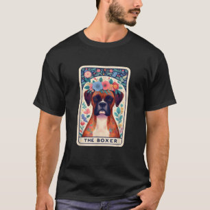 T-shirt Carte de tarot de chien Boxer Fleur étoile Lune