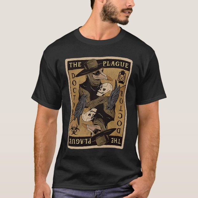 T-shirt Carte de tarot de médecin de la peste Steampunk go (Devant)