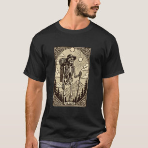 T-shirt Carte de tarot de squelette de randonneur Esprit d