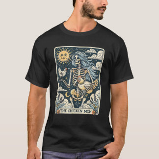 T-shirt Carte de tarot de squelette poulet maman ferme ani