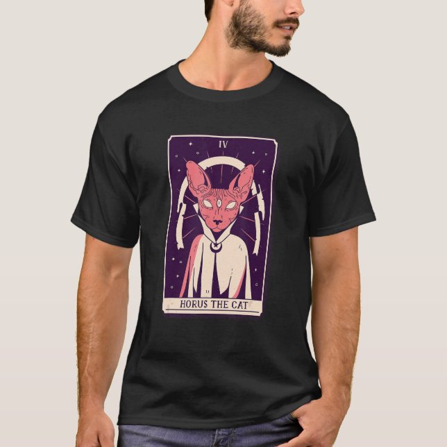 T-shirt Carte de tarot d'Horus le chat (Devant)