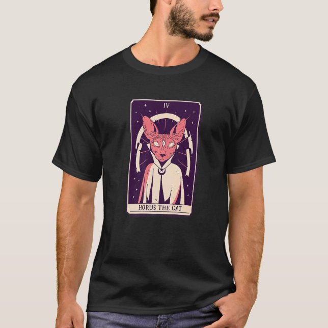 T-shirt Carte de tarot d'Horus le chat (Devant)