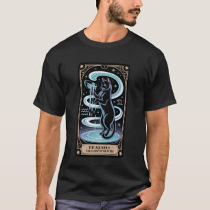 T-shirt Carte de Tarot du Verseau Chat Noir Mystique Zodia