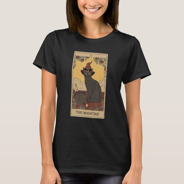 T-shirt Carte de tarot le magicien et chat graphique cosmi (Devant)