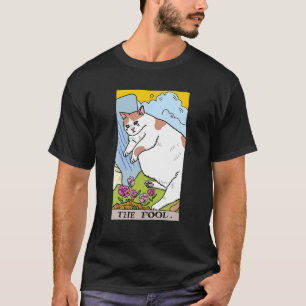 T-shirt Carte de Tarot Lune Croissante et Chat Fou