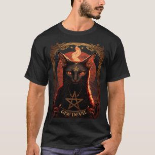 T-shirt Carte de tarot mystique chat pentagramme satanique