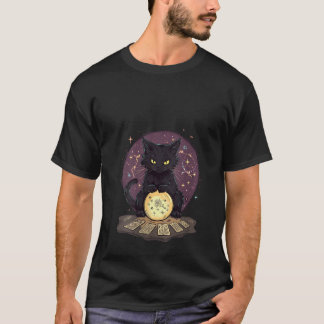 T-shirt Carte de tarot pour femmes chat ésotérique squelet