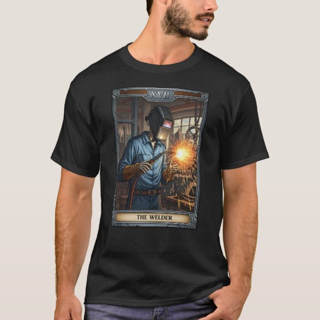 T-shirt Carte de tarot squelette de soudure (Devant)