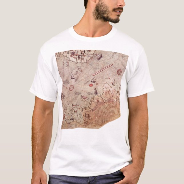 T-shirt Carte de Vieux Monde de Piri Reis (Devant)