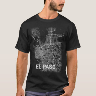 T-shirt Carte de ville d'El Paso (GROS CARACTÈRES)