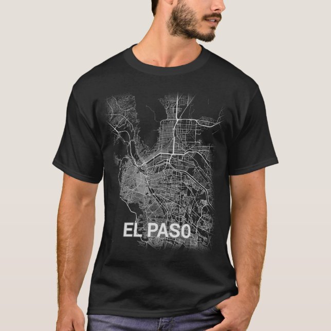 T-shirt Carte de ville d'El Paso (GROS CARACTÈRES) (Devant)