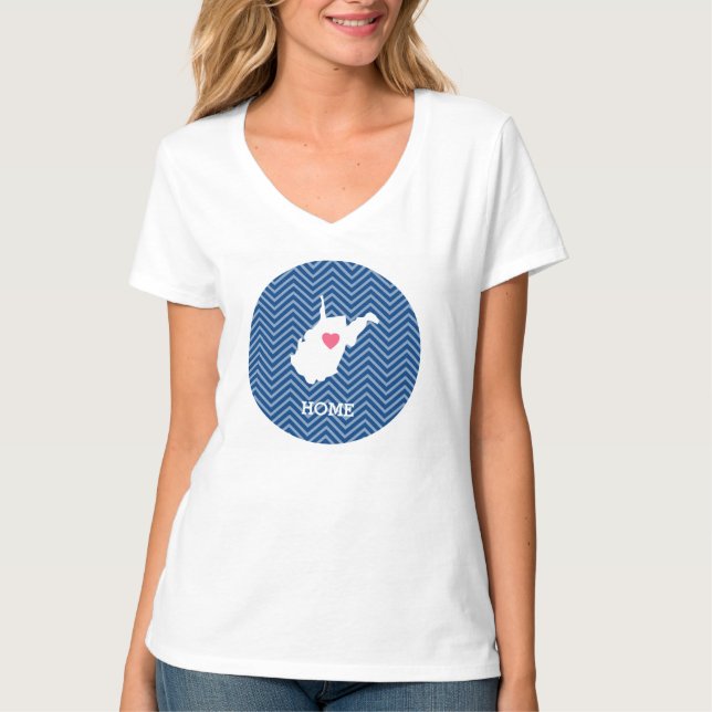 T-shirt Carte de Virginie Occidentale Accueil Amour de l'É (Devant)