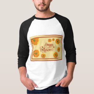 T-shirt Carte de voeux encadrée Happy Halloween typographi