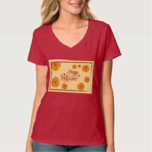 T-shirt Carte de voeux encadrée Happy Halloween typographi