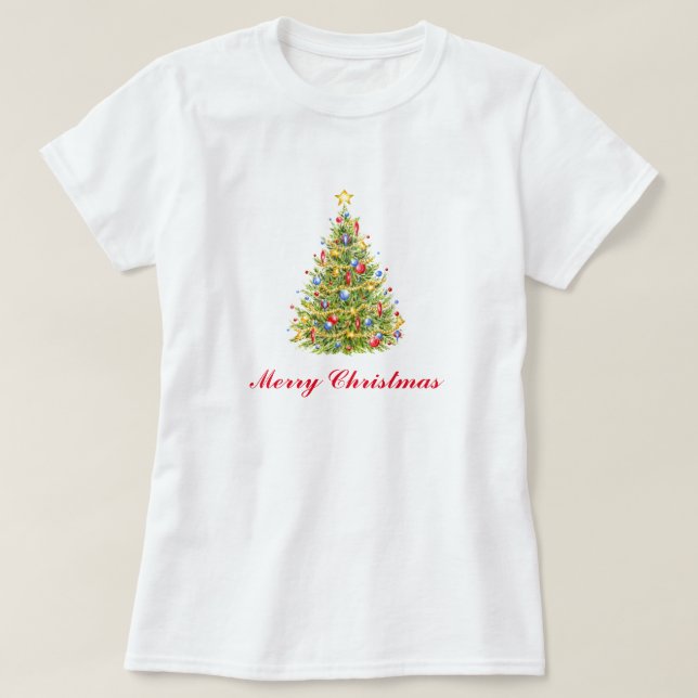 T-shirt Carte de vœux traditionnelle pour arbre de Noël (Design devant)
