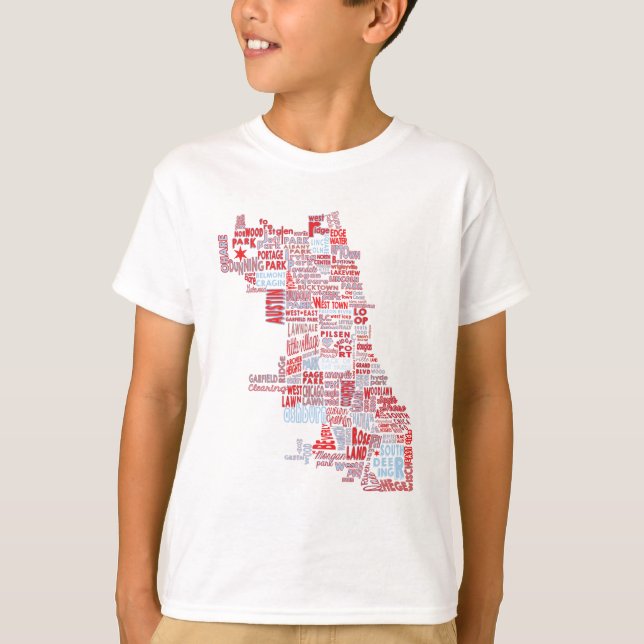 T-shirt Carte de voisinage de Chicago (Devant)