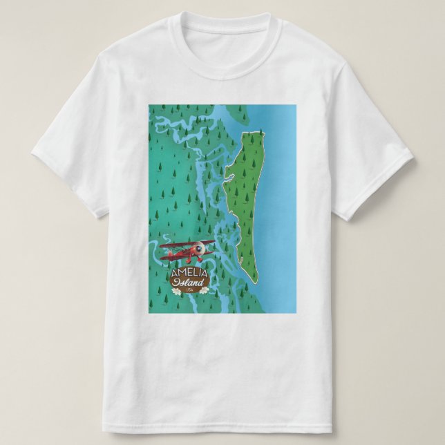 T-shirt Carte de voyage Amelia Island Florida. (Design devant)