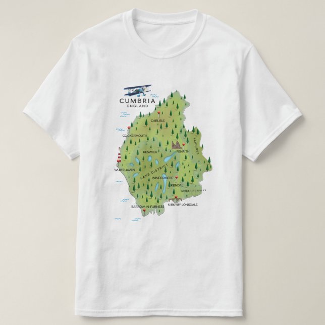 T-shirt Carte de voyage Cumbria Angleterre poster de voyag (Design devant)