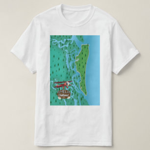T-shirt Carte de voyage de l'île Amelia en Floride.