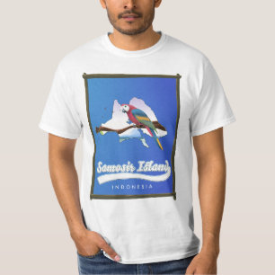T-shirt Carte de voyage de l'île Samosir Indonésie