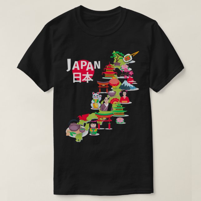 T-shirt Carte de voyage du drapeau japonais Fierté japonai (Design devant)