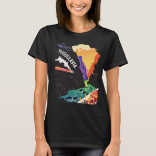 T-shirt Carte de voyage en train de Yougoslavie Rétro Noir