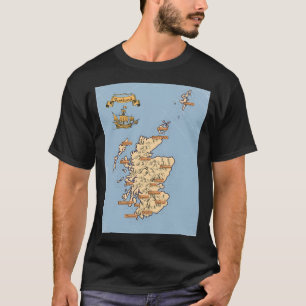 T-shirt Carte de voyage illustrée de l'Écosse